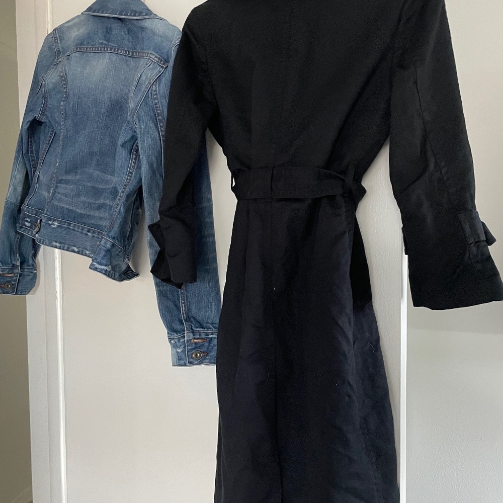 Ann Taylor trench coat and lucky Jean jacket